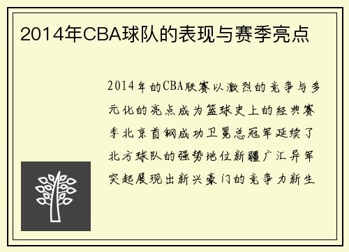 2014年CBA球队的表现与赛季亮点